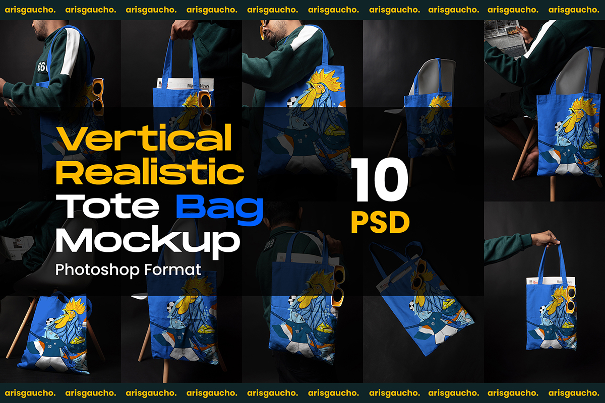 Vertical Realistic Tote Bag Mockup