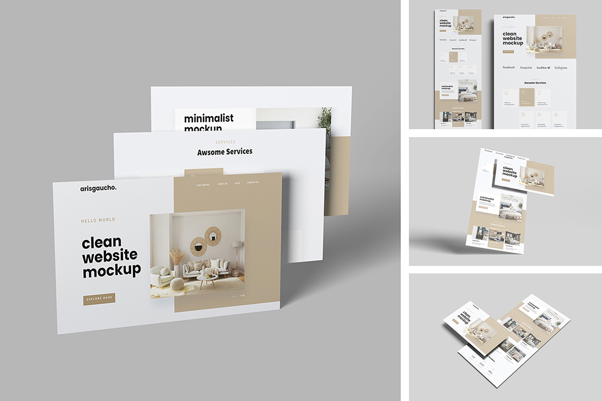 Clean Website Pages Mockup