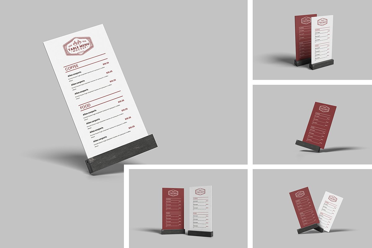 Clean Table Tent Menu Mockup
