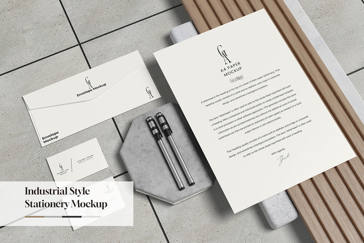 Industrial Style Stationery Mockup