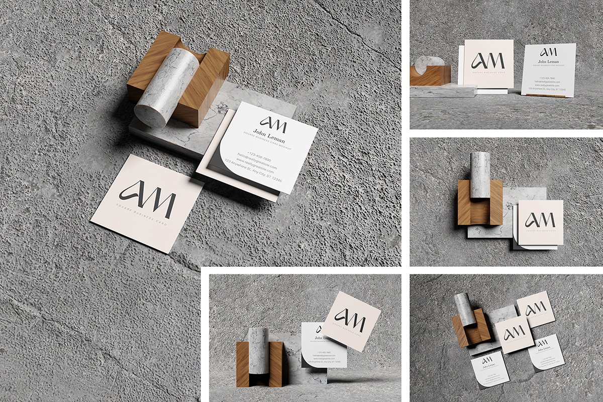 Elegant Square Business Card Mockup