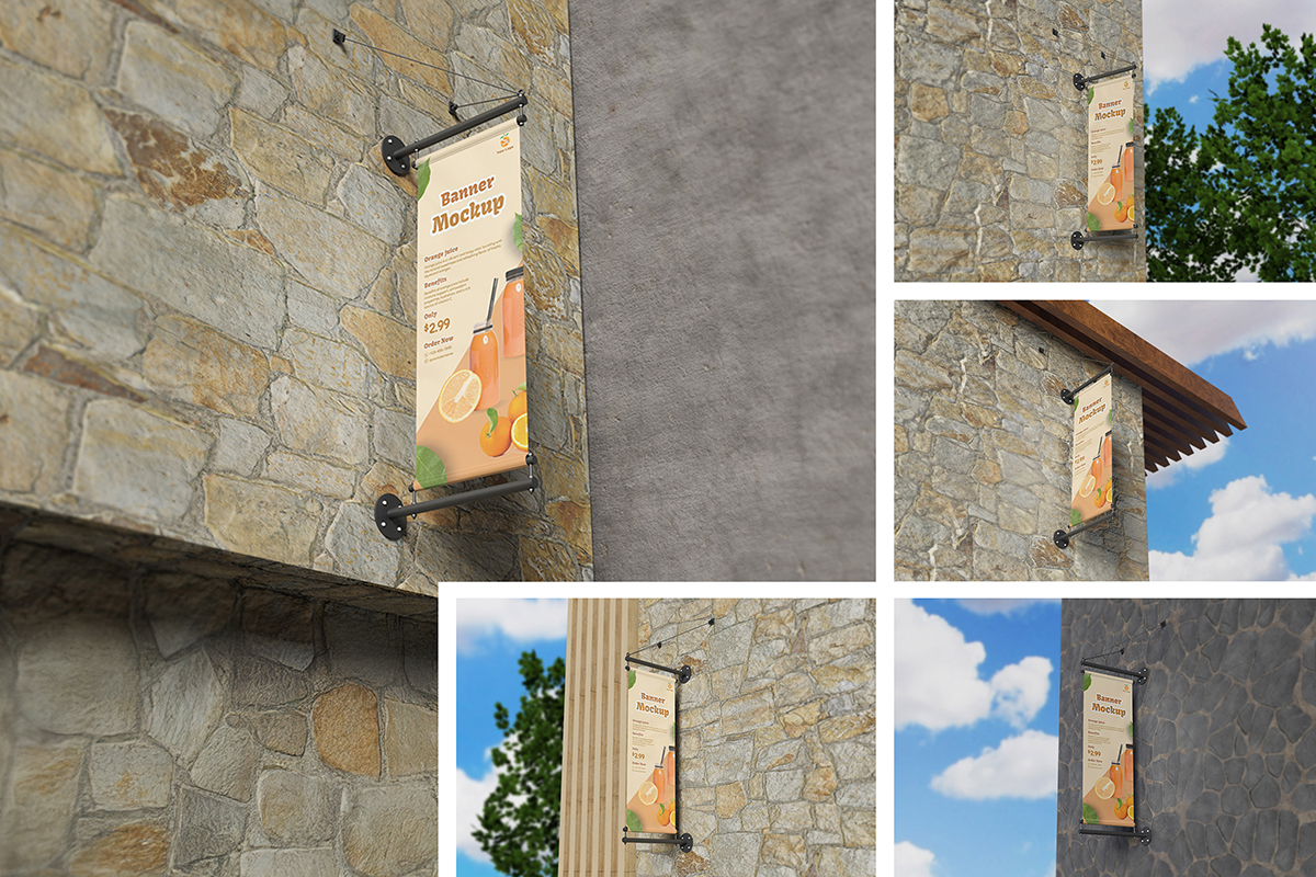 Outdoor Wall Banner Mockup