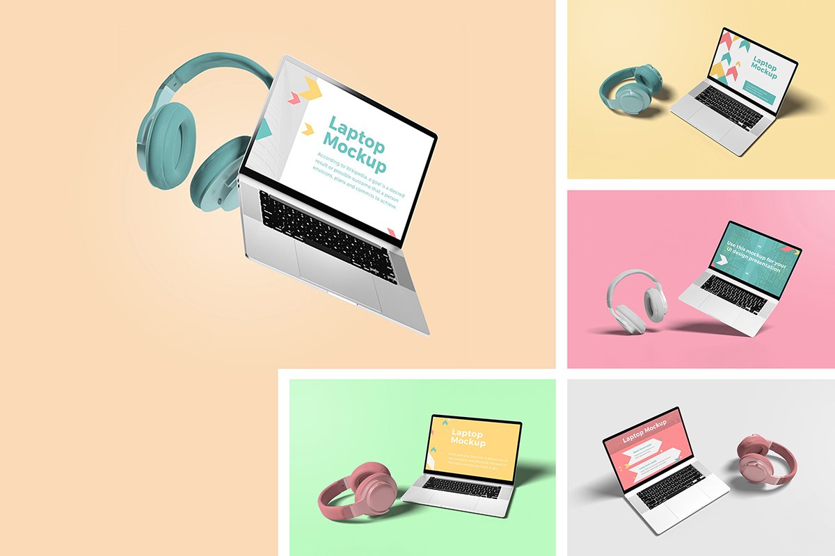 Colorful Laptop Mockup for UI Design