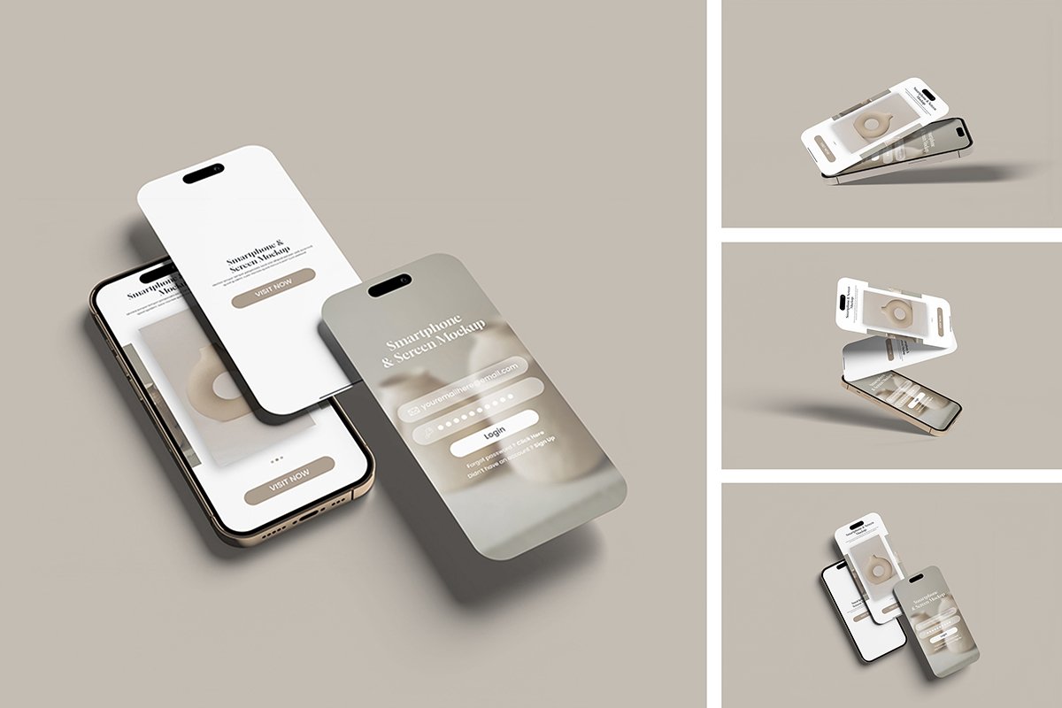 Smartphone and Screen Mockup