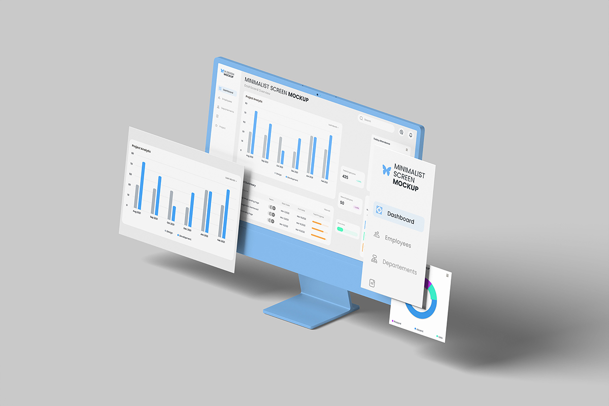 Clean Isometric iMac Screen Mockup