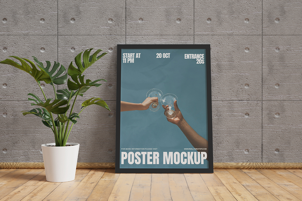 Realistic Standing Poster Mockup