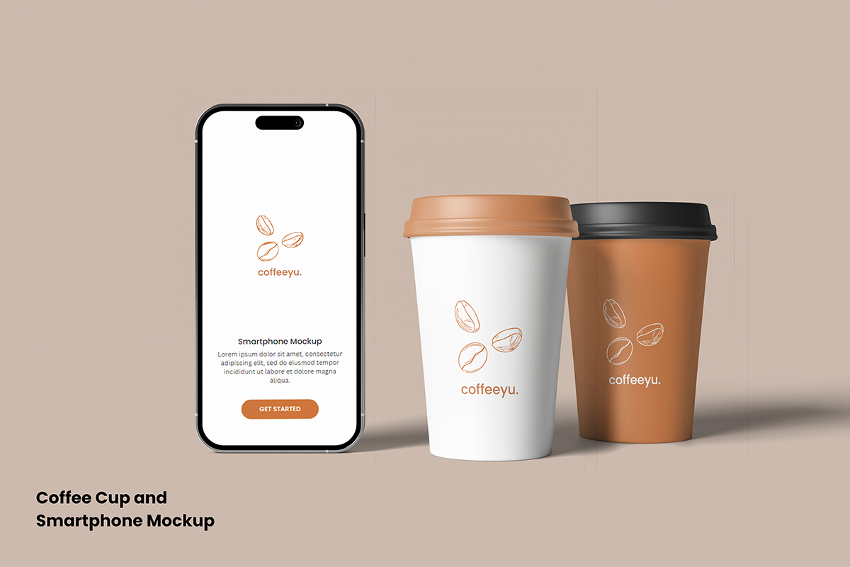 Coffee Cup and Smartphone Mockup