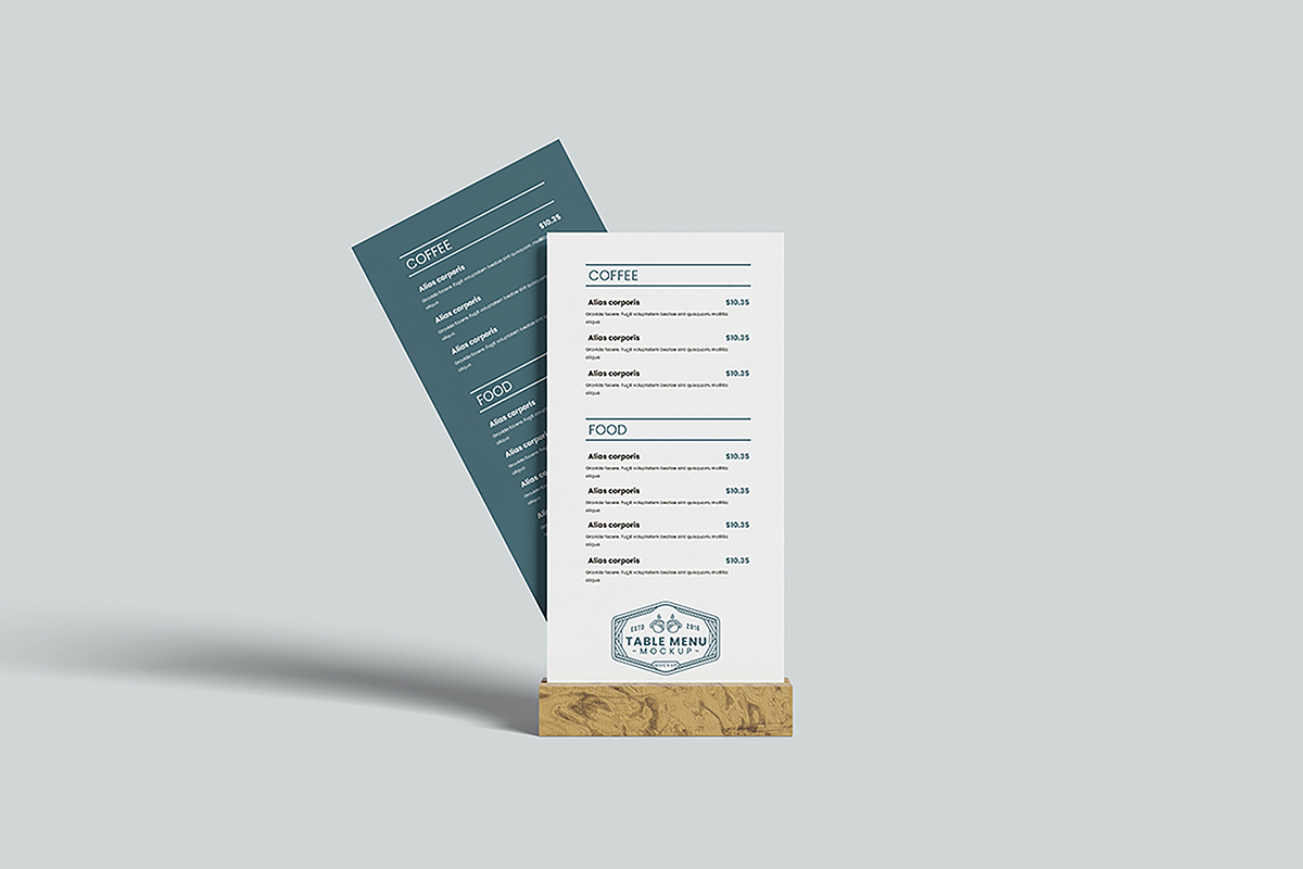 Table Menu Board Mockup