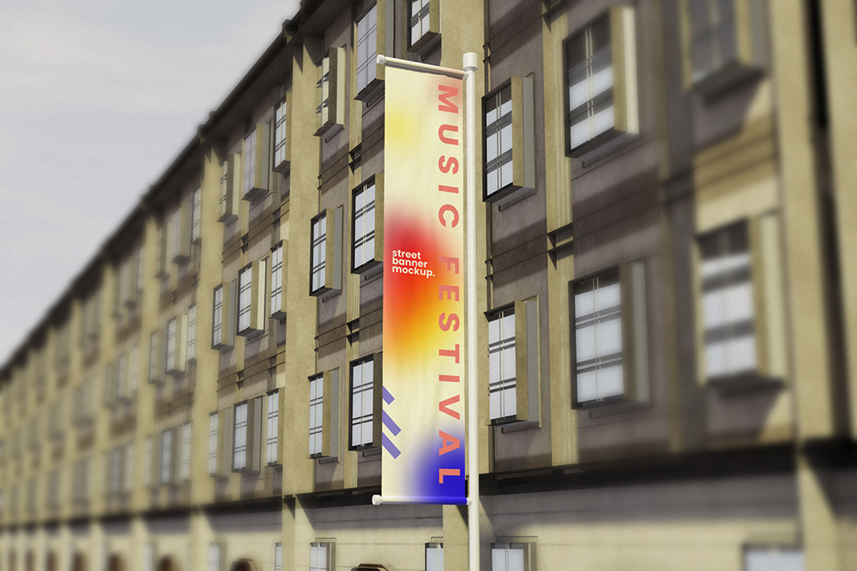 California Weather Street Banner Mockup
