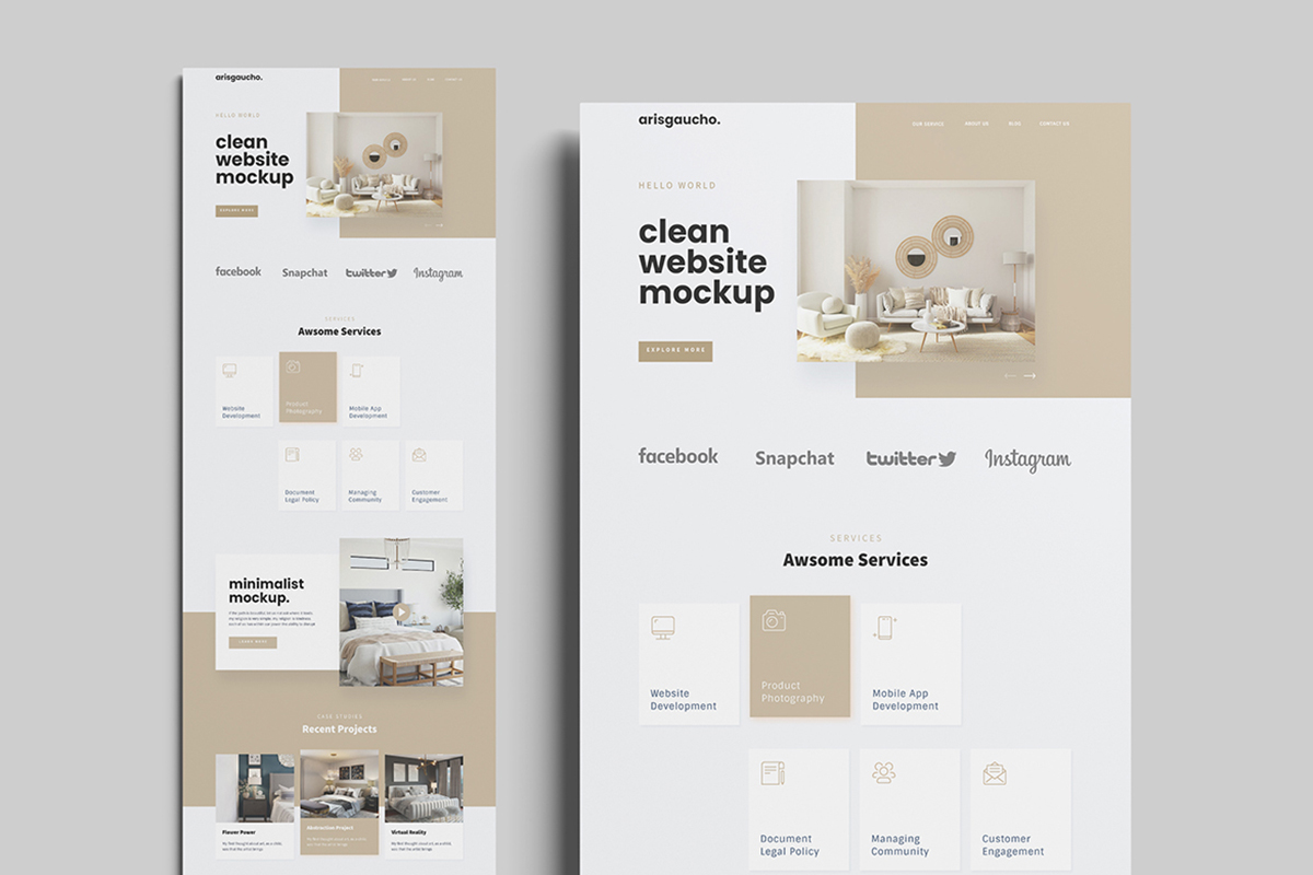 Clean Website Pages Mockup