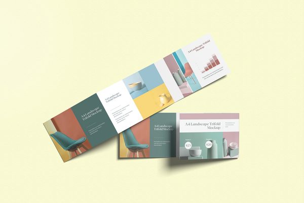 Colorful A4 Landscape Trifold Mockup