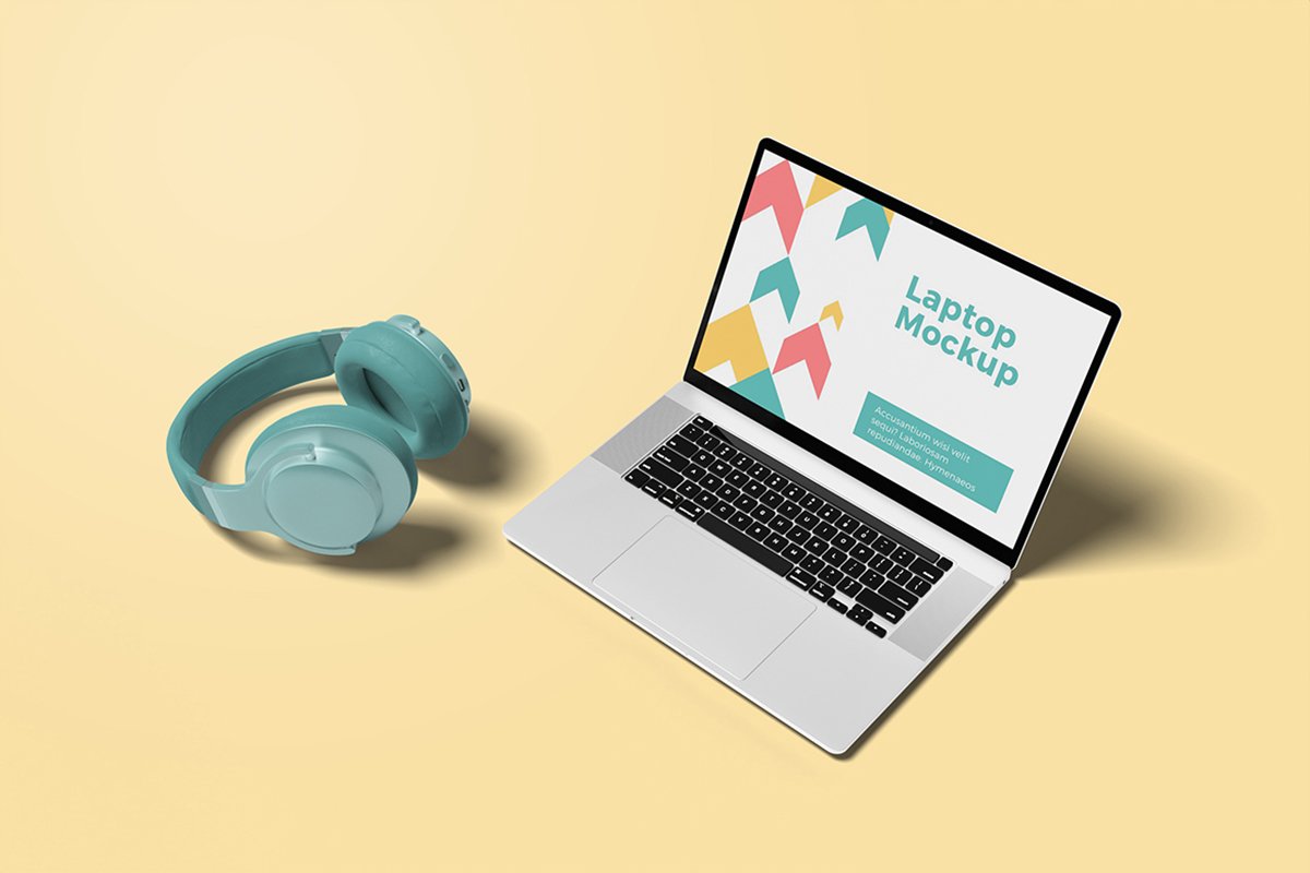 Colorful Laptop Mockup for UI Design