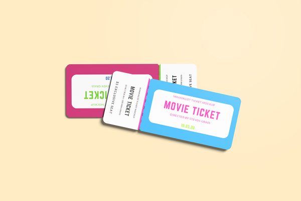 Colorful Movie Ticket Mockup