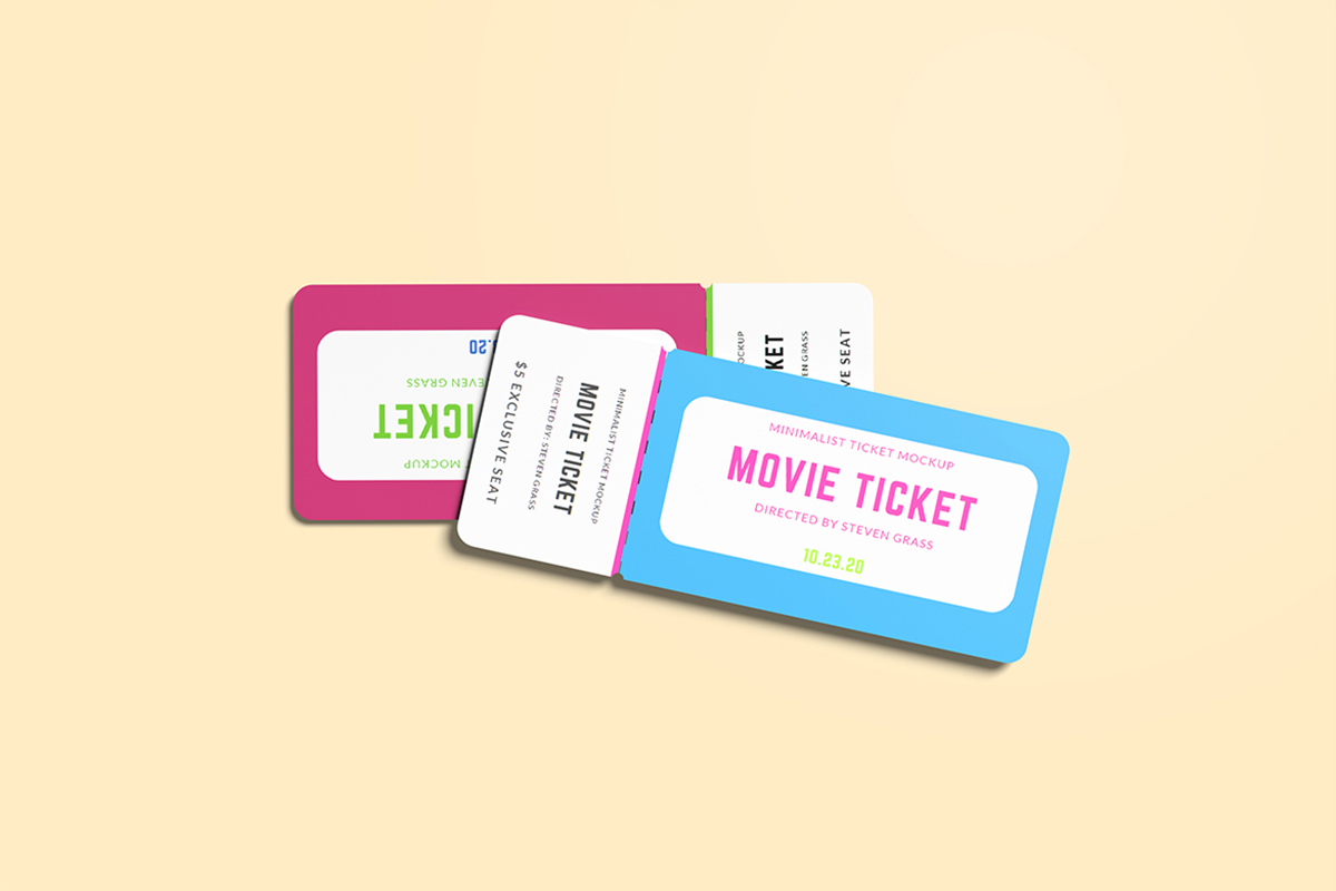 Colorful Movie Ticket Mockup