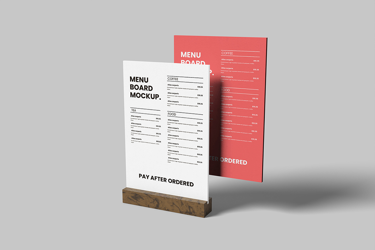 Minimalist Menu Board Mockup