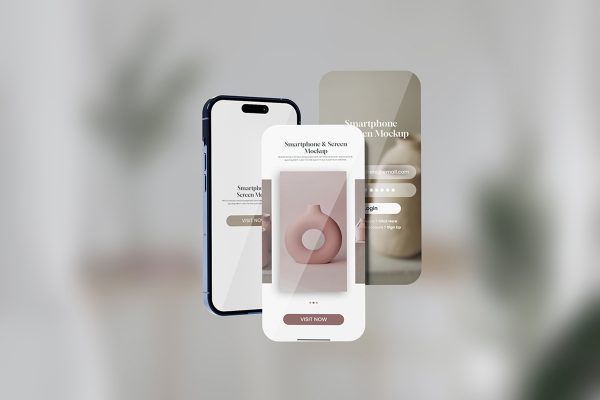 Screen and Smartphone Mockup for UI Design