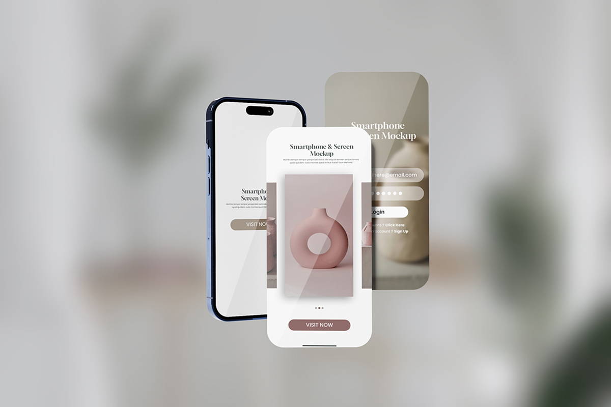 Screen and Smartphone Mockup for UI Design