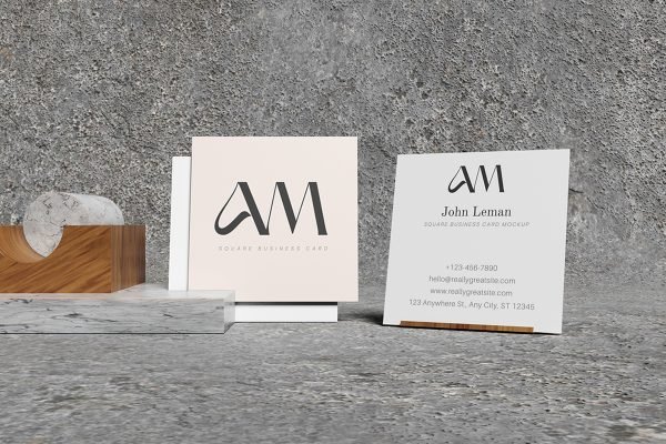 Elegant Square Business Card Mockup