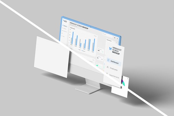 Clean Isometric iMac Screen Mockup