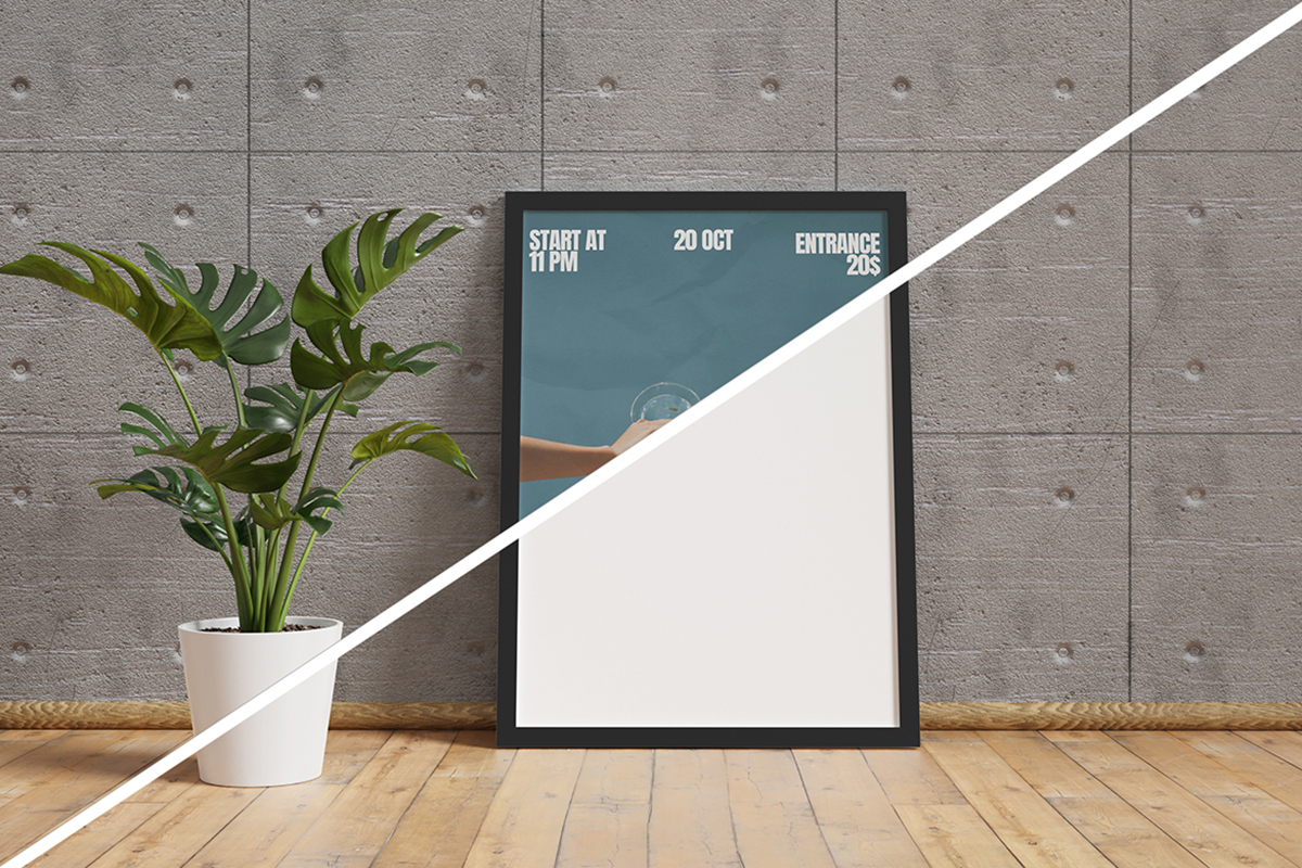 Realistic Standing Poster Mockup