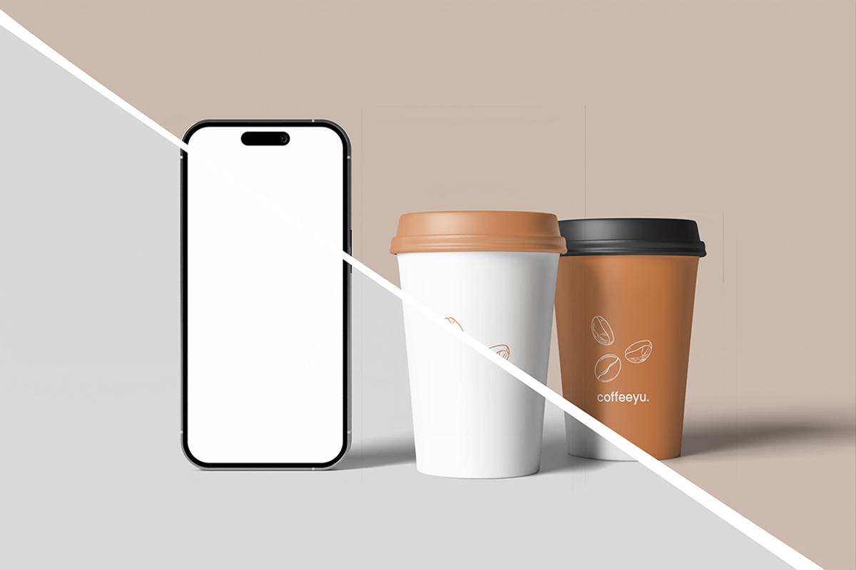 Coffee Cup and Smartphone Mockup