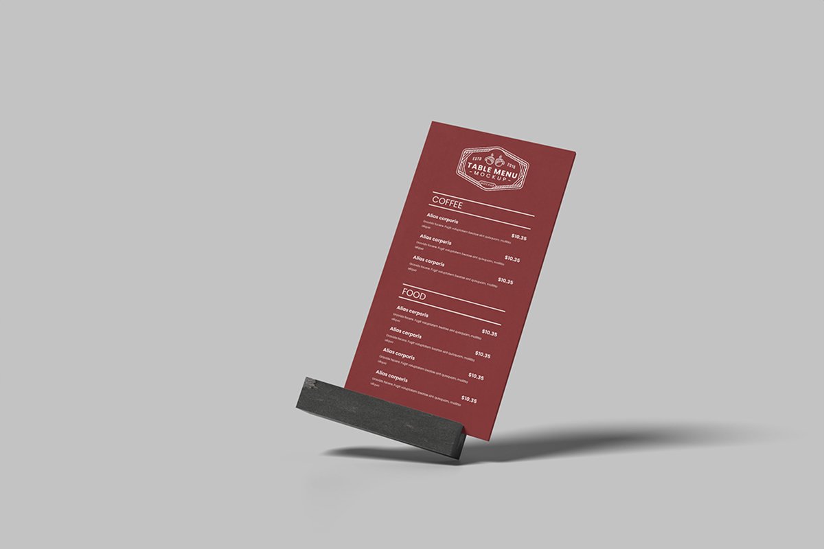 Clean Table Tent Menu Mockup