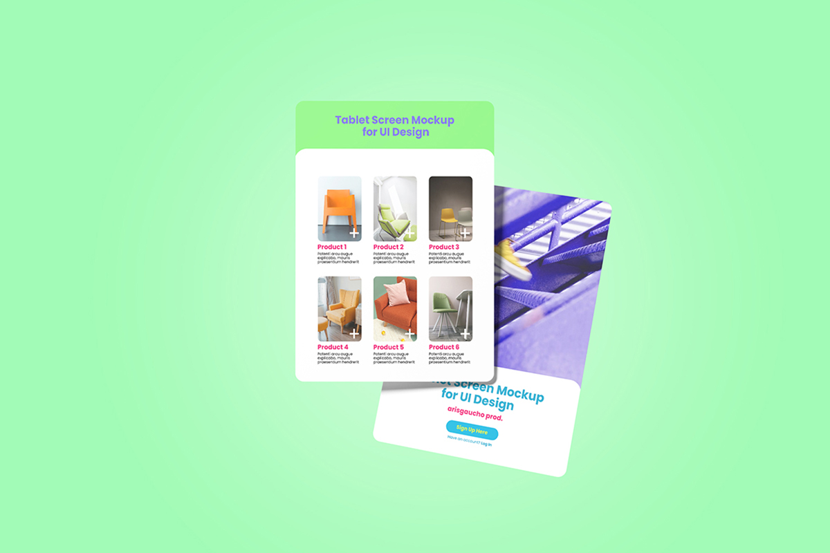 Tablet Screen Mockup for UI Design