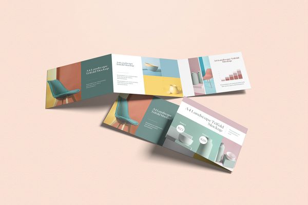 Colorful A4 Landscape Trifold Mockup
