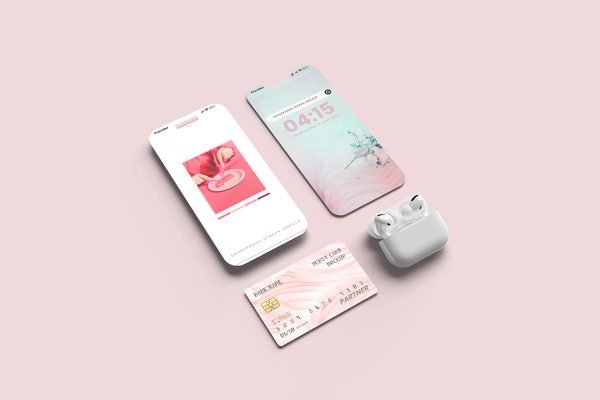 Smartphone Screen and Debit Card Mockup