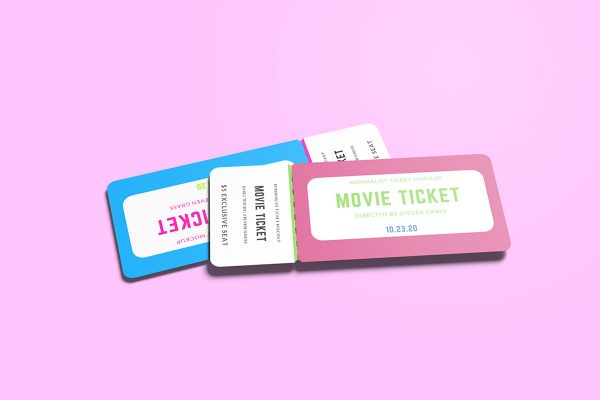 Colorful Movie Ticket Mockup