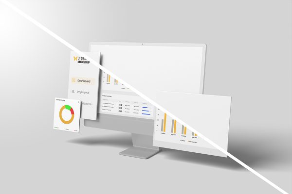 Minimalist 3D Responsive Screen Mockup