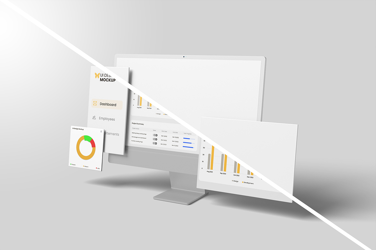 Minimalist 3D Responsive Screen Mockup