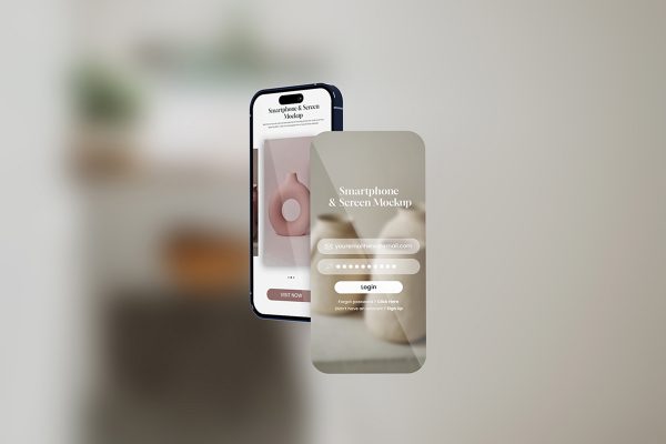 Screen and Smartphone Mockup for UI Design