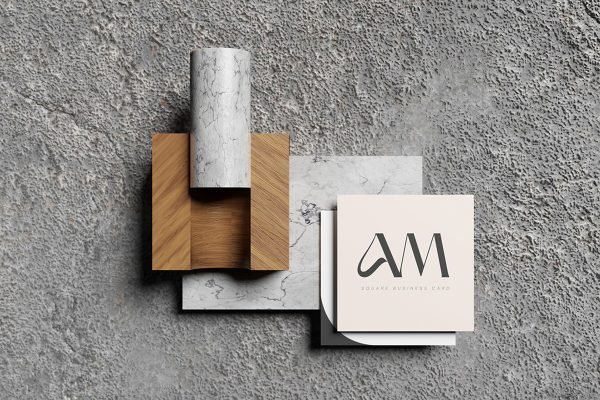 Elegant Square Business Card Mockup
