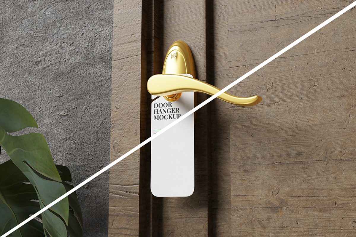 Realistic Door Hanger Mockup