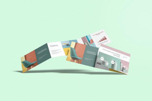 Colorful A4 Landscape Trifold Mockup