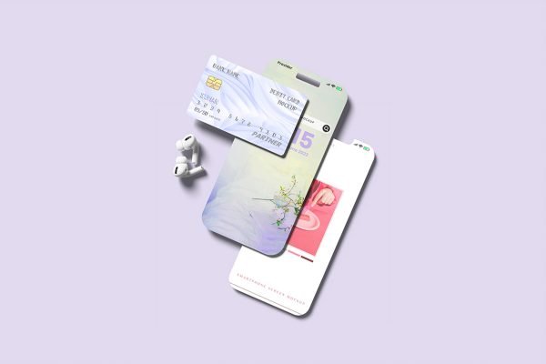 Smartphone Screen and Debit Card Mockup