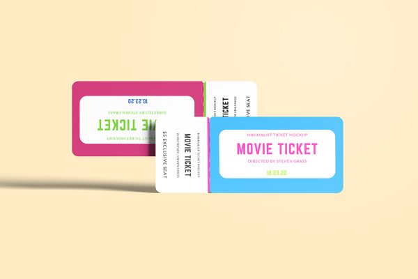 Colorful Movie Ticket Mockup