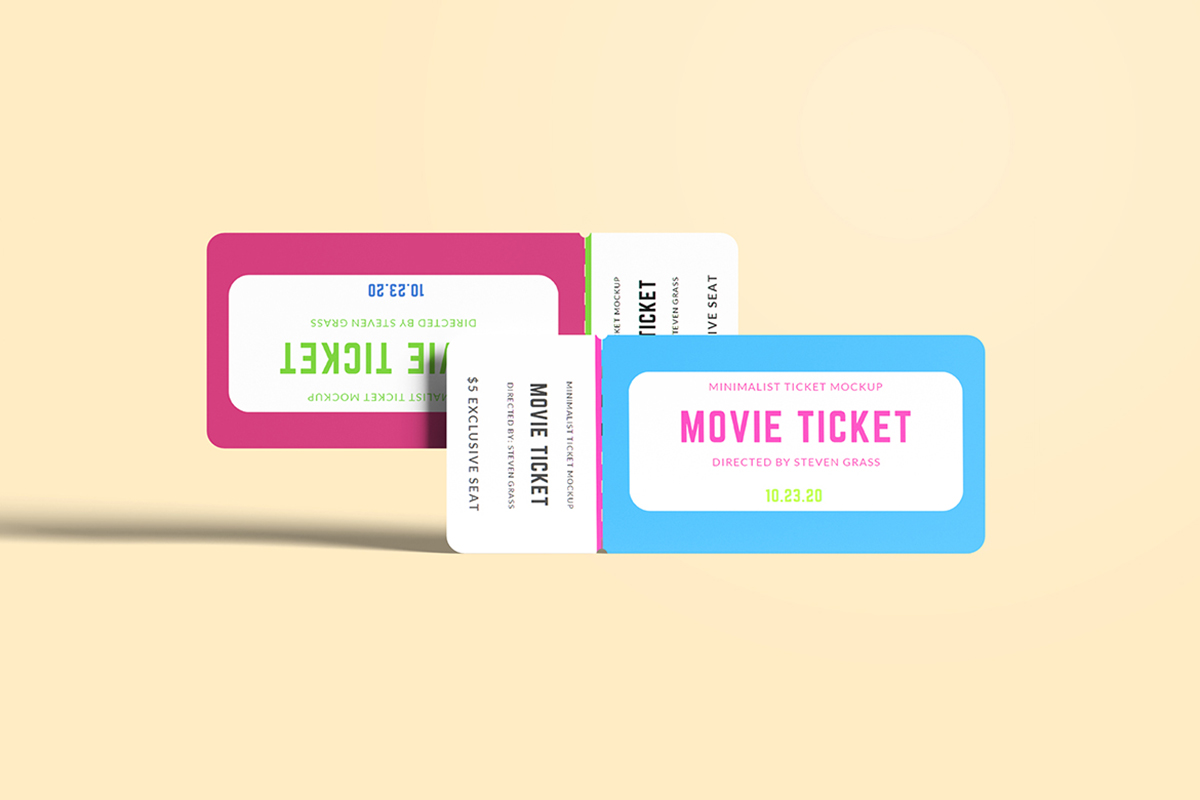 Colorful Movie Ticket Mockup