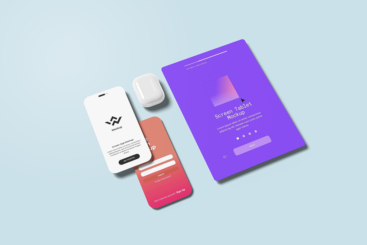 Pop Style UI & UX Screen App Mockup