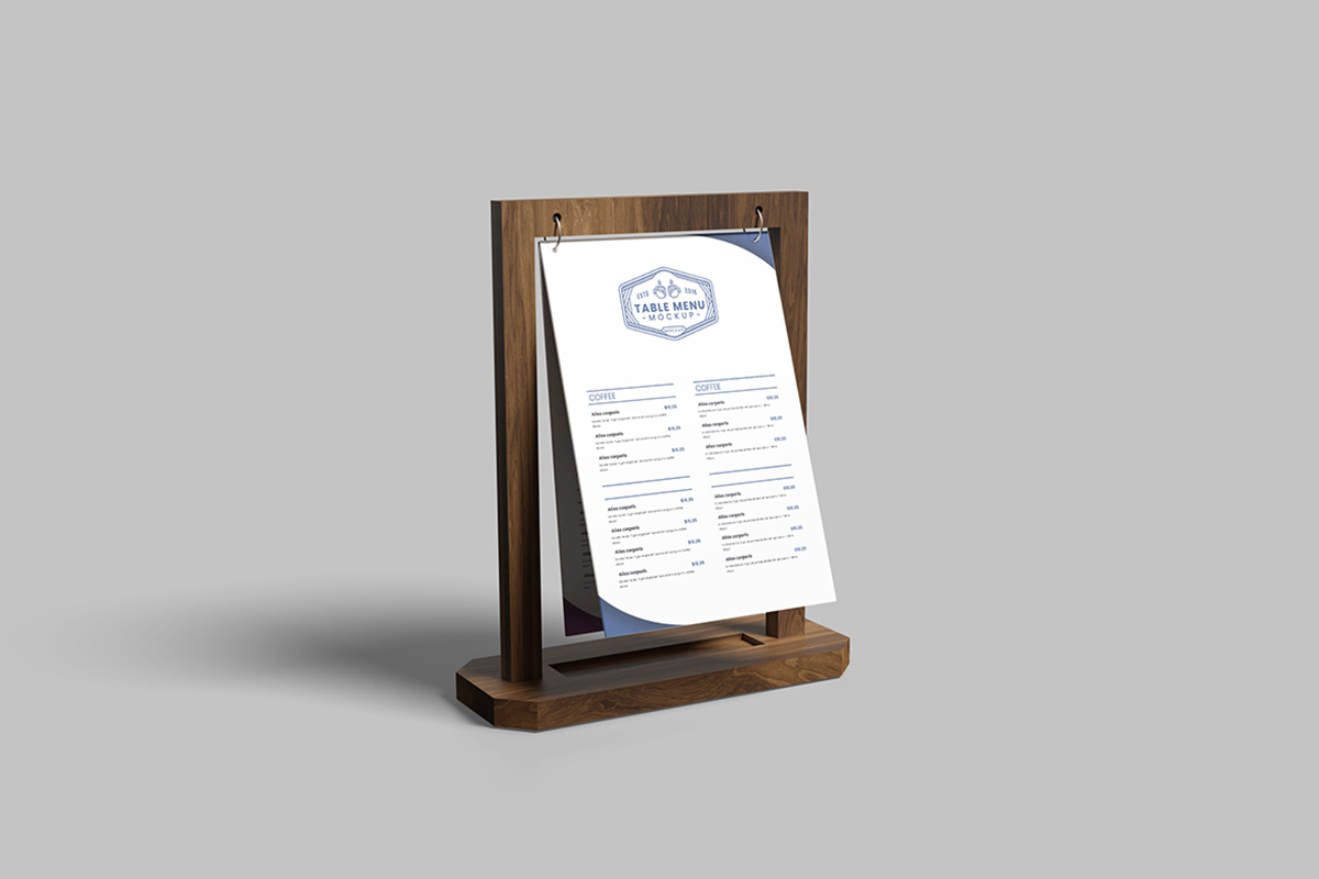 Rolling Table Menu Mockup