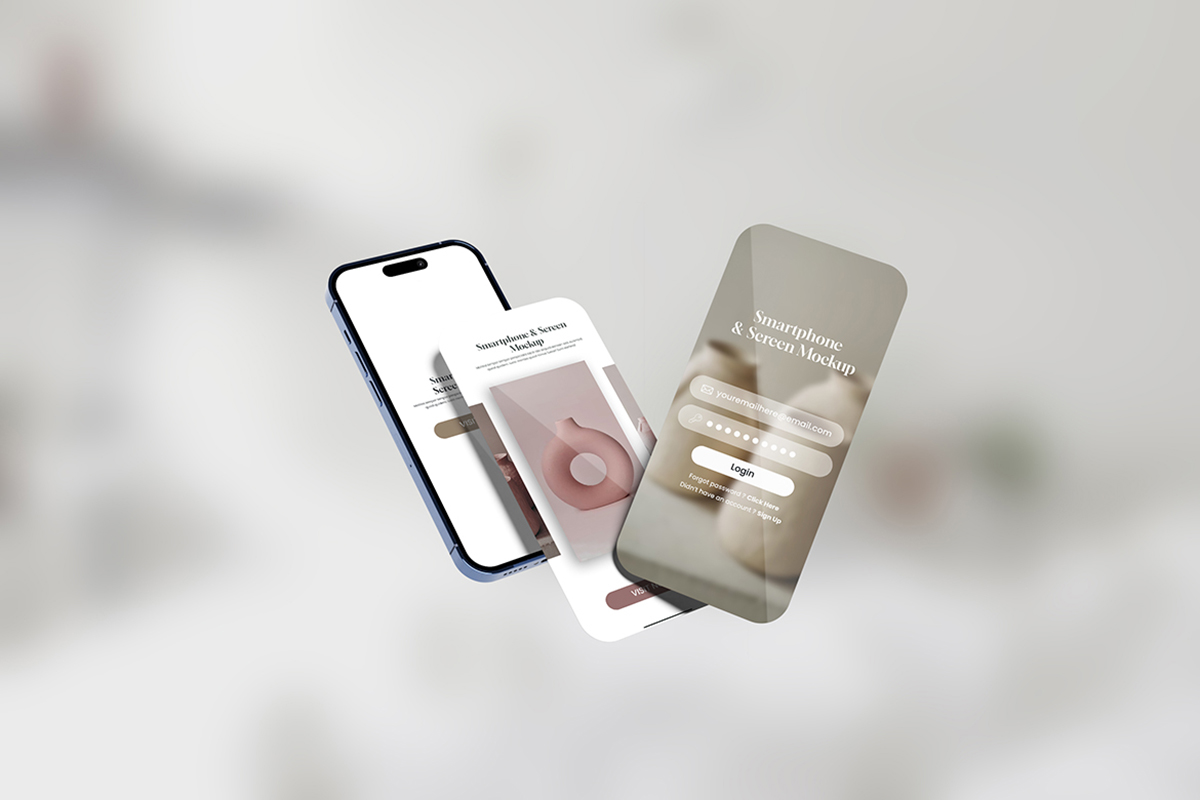 Screen and Smartphone Mockup for UI Design