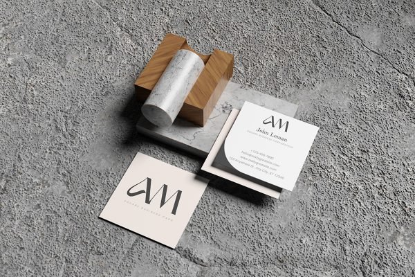 Elegant Square Business Card Mockup