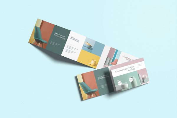 Colorful A4 Landscape Trifold Mockup