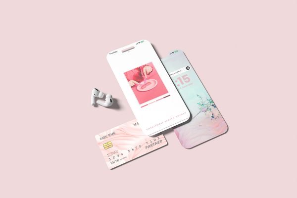 Smartphone Screen and Debit Card Mockup