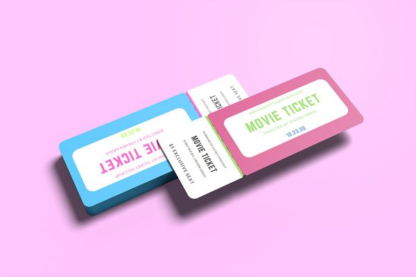 Colorful Movie Ticket Mockup