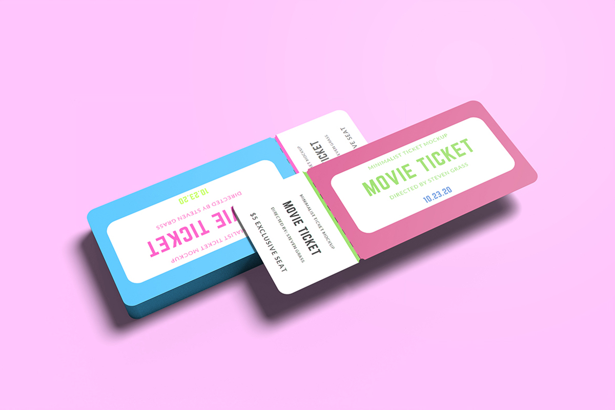 Colorful Movie Ticket Mockup