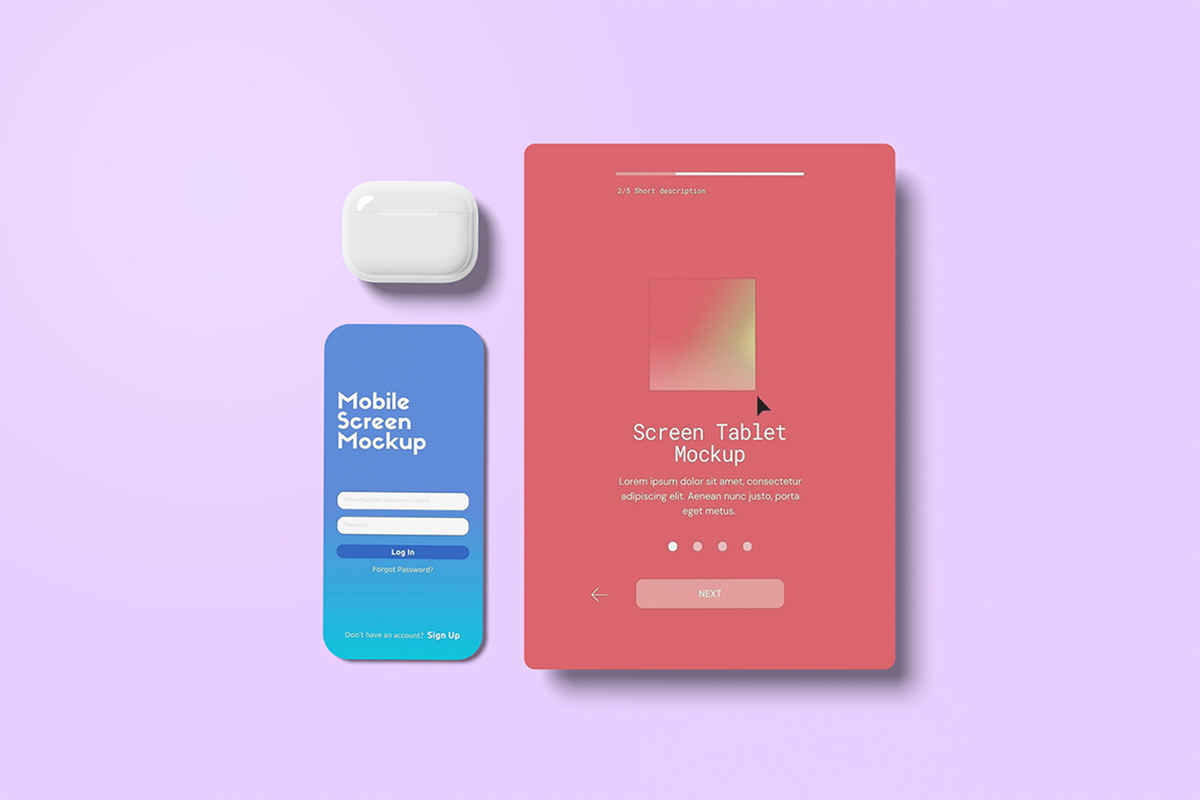 Pop Style UI & UX Screen App Mockup
