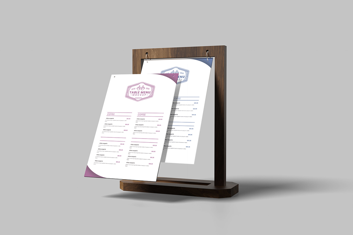 Rolling Table Menu Mockup