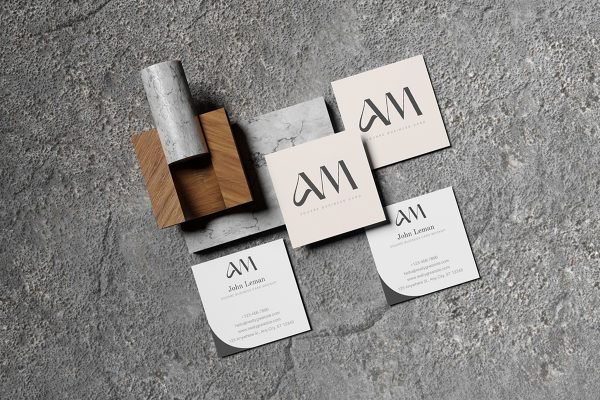 Elegant Square Business Card Mockup